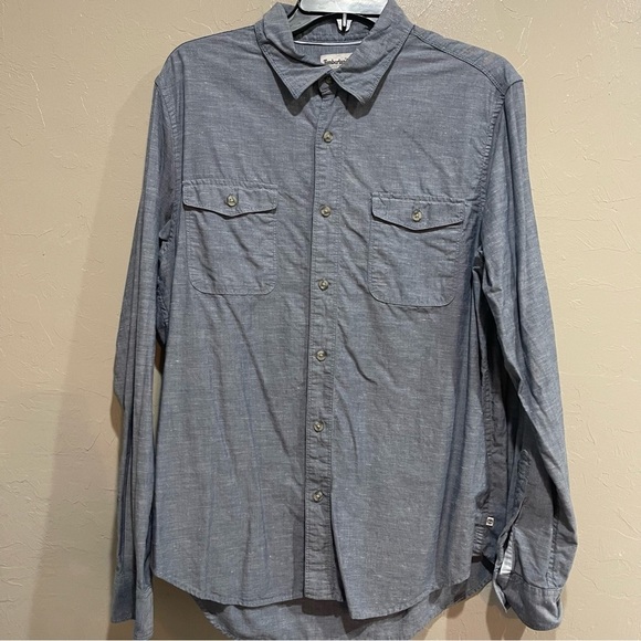 Timberland Denim Chambray Button Shirt SZ M Workwear Long Sleeve - Picture 1 of 7
